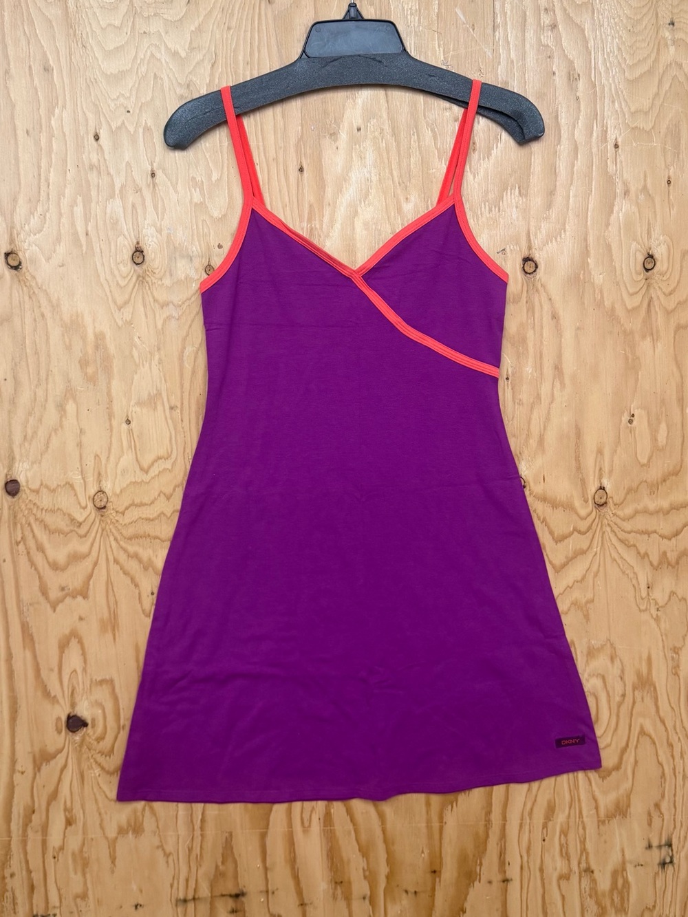 Vintage DKNY Y2K Colorblock Mini Dress Purple Orange Size S